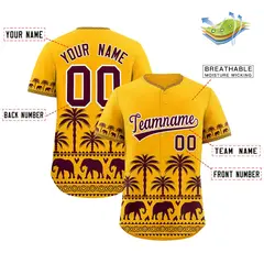 Gold Crimson Graffiti Pattern Bossinia Style Baseball Jersey 2