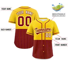 Gold Crimson Half Stripe Authentic Baseball Jersey 2