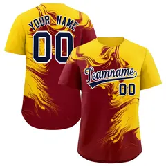 Gold Crimson Ink Pattern Authentic Baseball Jersey 1