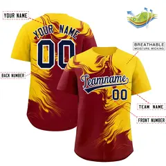 Gold Crimson Ink Pattern Authentic Baseball Jersey 2