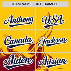 Gold Crimson Ink Pattern Authentic Baseball Jersey 3