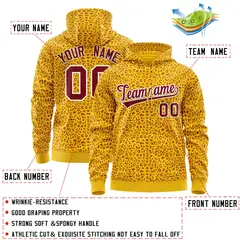 Gold Crimson Leopard Print Varsity Letterman Jacket Hoodie 4