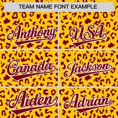 Gold Crimson Leopard Print Varsity Letterman Jacket Hoodie 5