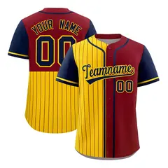 Gold Crimson Navy Pinstripe Raglan Baseball Jersey
