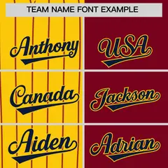 Gold Crimson Navy Pinstripe Raglan Baseball Jersey 3