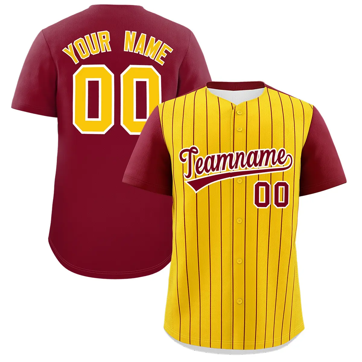 Gold Crimson Pinstripe Two-Tone Authentic Baseball Jersey
