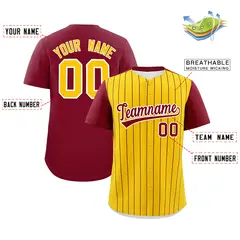 Gold Crimson Pinstripe Two-Tone Authentic Baseball Jersey 2