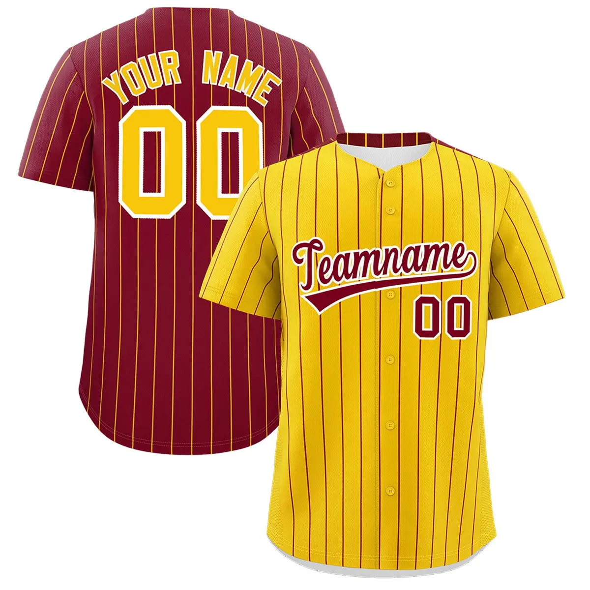 Gold Crimson Pinstripe Two-Tone Authentic Baseball Jersey
