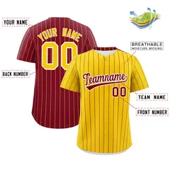Gold Crimson Pinstripe Two-Tone Authentic Baseball Jersey 2