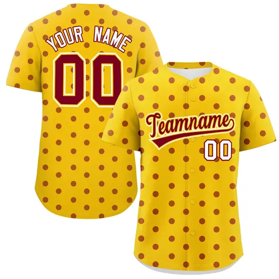 Gold Crimson Polka Dot Graffiti Authentic Baseball Jersey