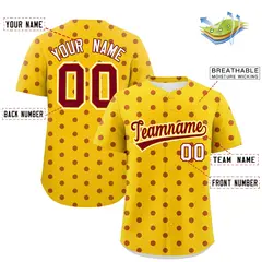 Gold Crimson Polka Dot Graffiti Authentic Baseball Jersey 2