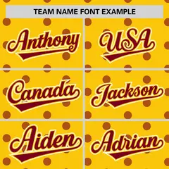 Gold Crimson Polka Dot Graffiti Authentic Baseball Jersey 3