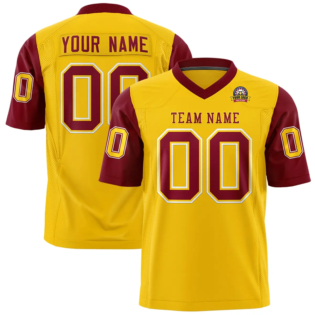 Gold Crimson Raglan Sleeves Authentic Football Jersey