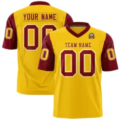 Gold Crimson Raglan Sleeves Authentic Football Jersey