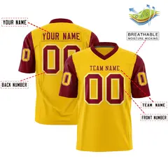 Gold Crimson Raglan Sleeves Authentic Football Jersey 2