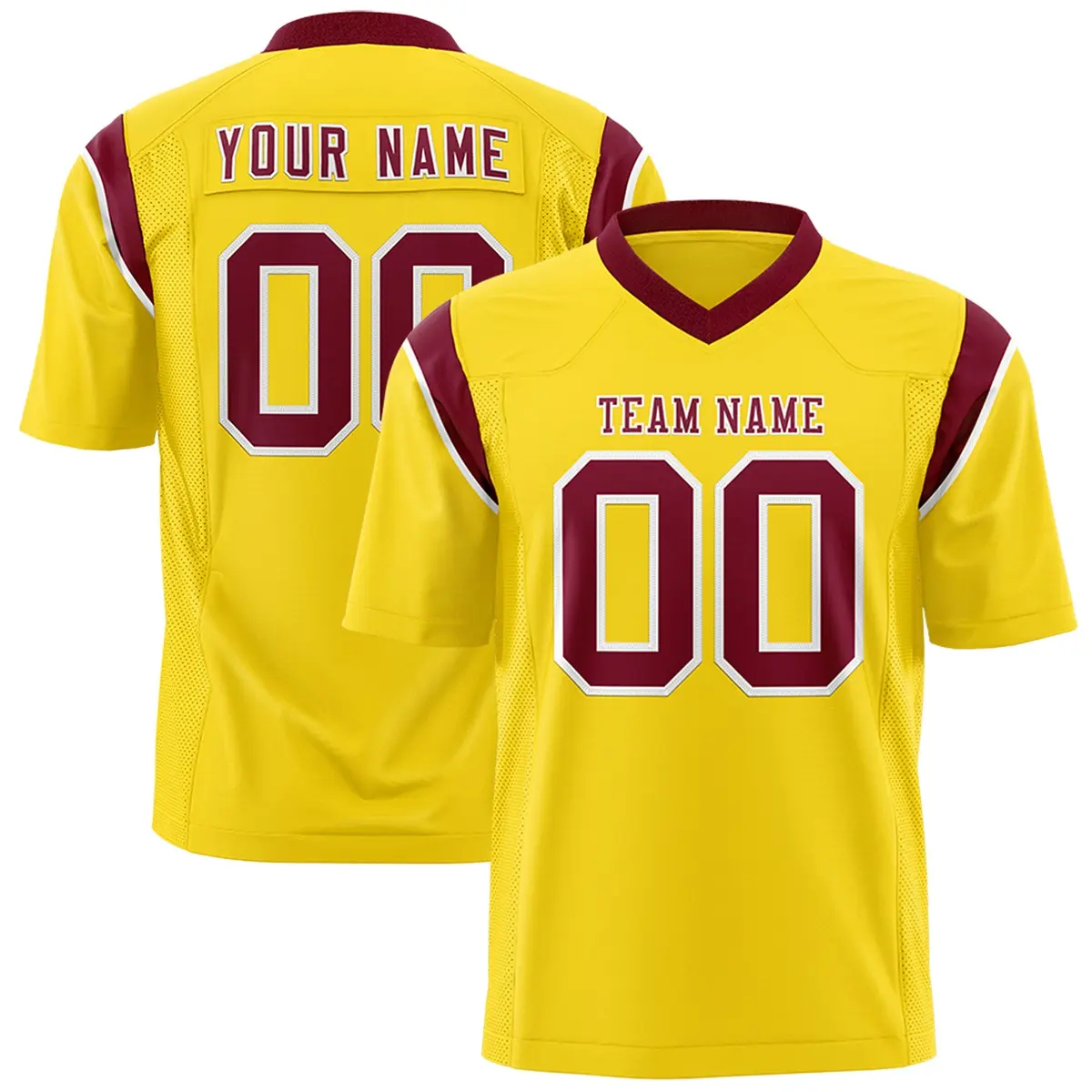 Gold Crimson Shoulder Cut Two-Tone Flag Football Jersey