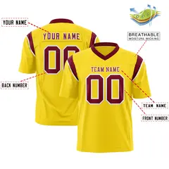 Gold Crimson Shoulder Cut Two-Tone Flag Football Jersey 2