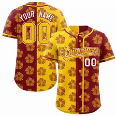 Gold Crimson Split Flower Graffiti Authentic Baseball Jersey