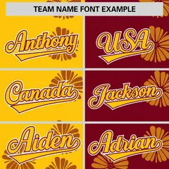 Gold Crimson Split Flower Graffiti Authentic Baseball Jersey 3
