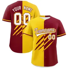 Gold Crimson Split Tiger Claw Scratch Baseball Jersey 1