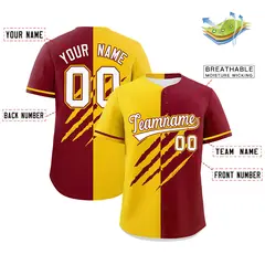 Gold Crimson Split Tiger Claw Scratch Baseball Jersey 2