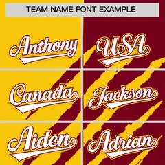 Gold Crimson Split Tiger Claw Scratch Baseball Jersey 3