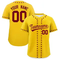 Gold Crimson Star Ribbing Authentic Baseball Jersey 1