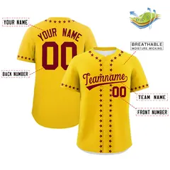 Gold Crimson Star Ribbing Authentic Baseball Jersey 2