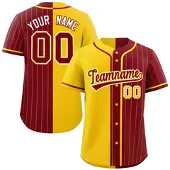 Gold Crimson Stripe-Solid Combo Authentic Baseball Jersey 1