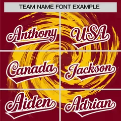 Gold Crimson Swirl Graffiti Baseball Jersey 3