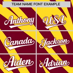 Gold Crimson Tiger Stripe Gradient Animal Print Baseball Jersey 3