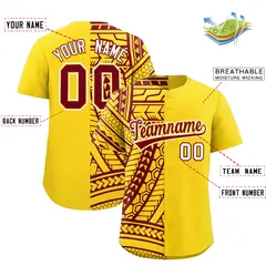 Gold Crimson Tribal Split Baseball Jersey 2