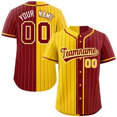 Gold Crimson Two Tone Striped Authentic Baseball Jersey 1