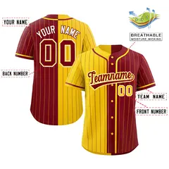 Gold Crimson Two Tone Striped Authentic Baseball Jersey 2