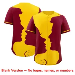 Gold Crimson Valentine's Day Couple Silhouettes Baseball Jersey 2