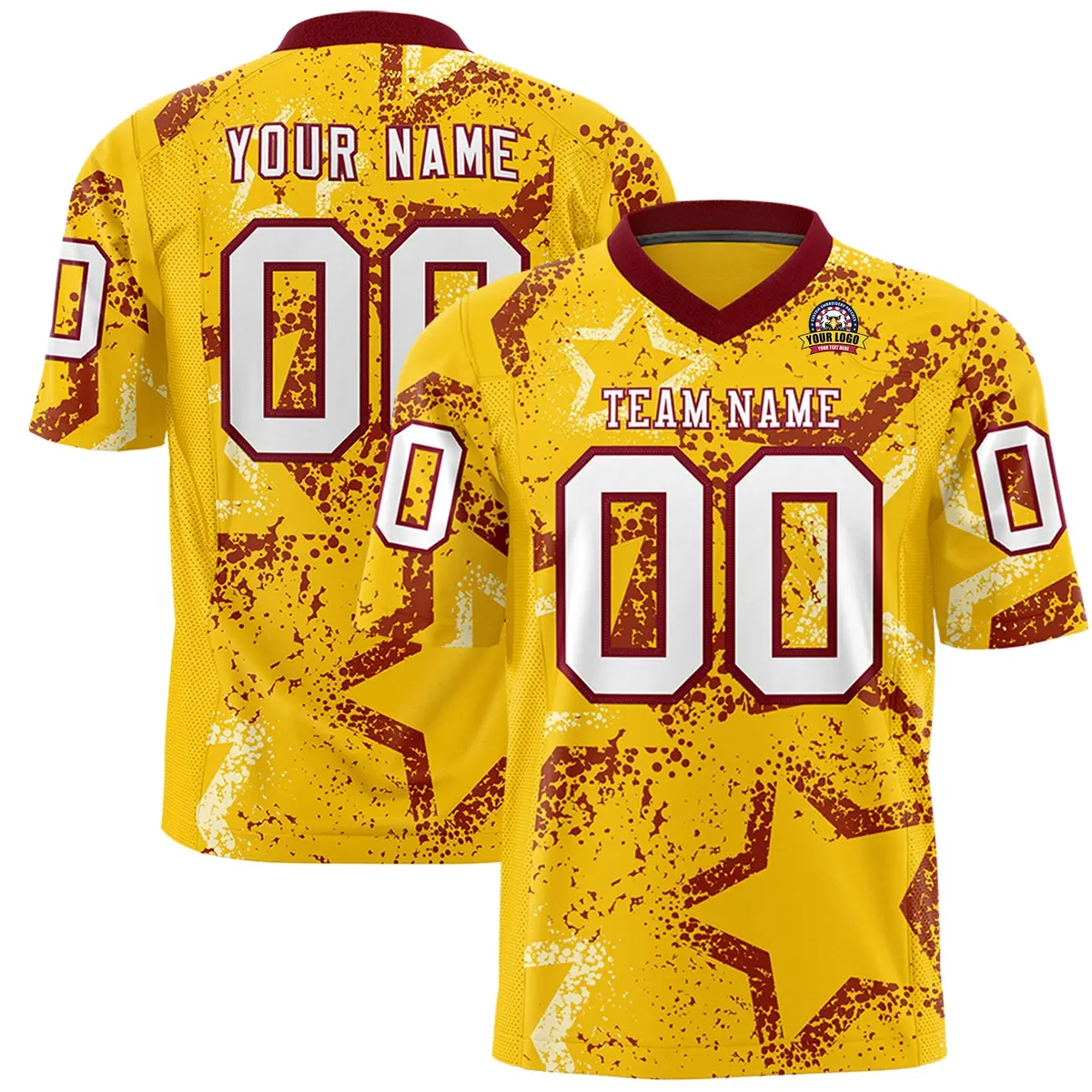 Gold Crimson-White Star Graffiti Authentic Football Jersey
