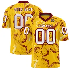 Gold Crimson-White Star Graffiti Authentic Football Jersey 1