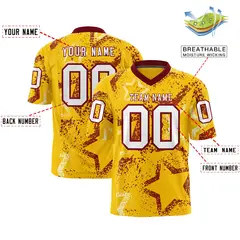 Gold Crimson-White Star Graffiti Authentic Football Jersey 2