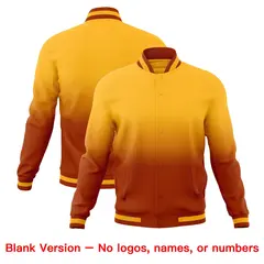Gold Dark Orange Gradient Full-Snap Fashion Letterman Jacket 7