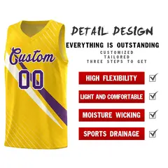 Gold Diagonal Pinstripe Color Block Basketball Jersey 2