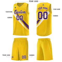 Gold Diagonal Pinstripe Color Block Basketball Jersey 5