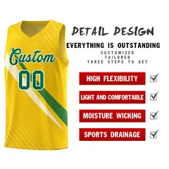Gold Diagonal Pinstripe Color Block Basketball Jersey 2