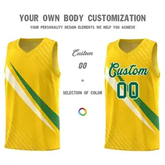 Gold Diagonal Pinstripe Color Block Basketball Jersey 3