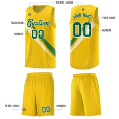Gold Diagonal Pinstripe Color Block Basketball Jersey 5