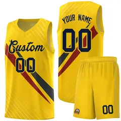 Gold Diagonal Pinstripe Color Block Basketball Jersey 1