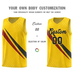 Gold Diagonal Pinstripe Color Block Basketball Jersey 3