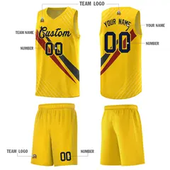 Gold Diagonal Pinstripe Color Block Basketball Jersey 5