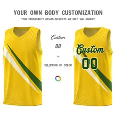 Gold Diagonal Pinstripe Color Block Basketball Jersey 3