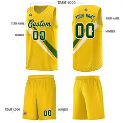 Gold Diagonal Pinstripe Color Block Basketball Jersey 5