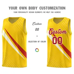 Gold Diagonal Pinstripe Color Block Basketball Jersey 3